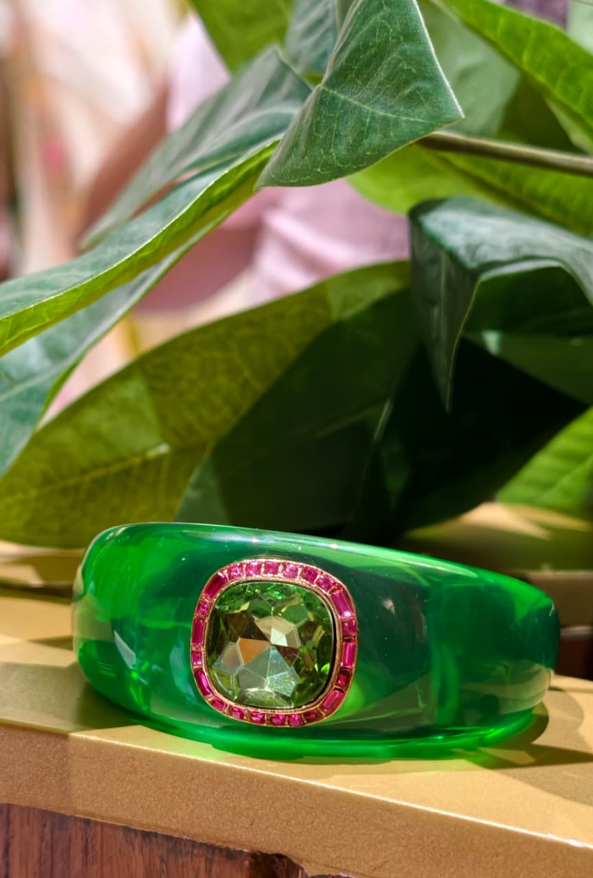 Premium Designer Resin Kada with Mid Crystal Stone