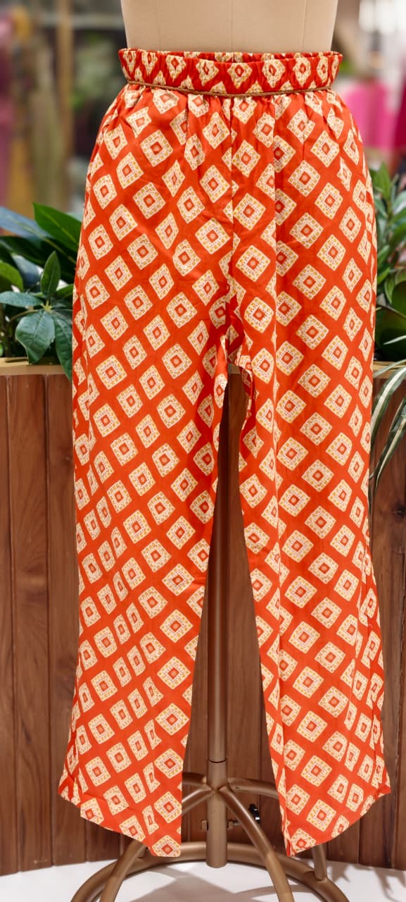 Premium Cotton Leheriya Bandhani Print Kurta Set with Matching Dupatta and Bottom-15474