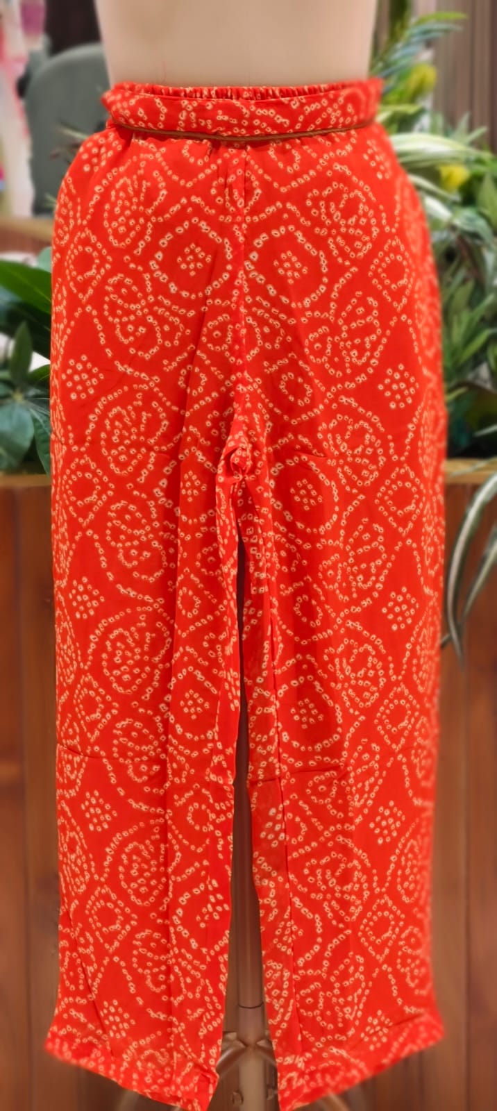 Machine Work Embroidered V-Neck Premium Bandhani Print Georgette Kurta Pant Set with Pockets-15481