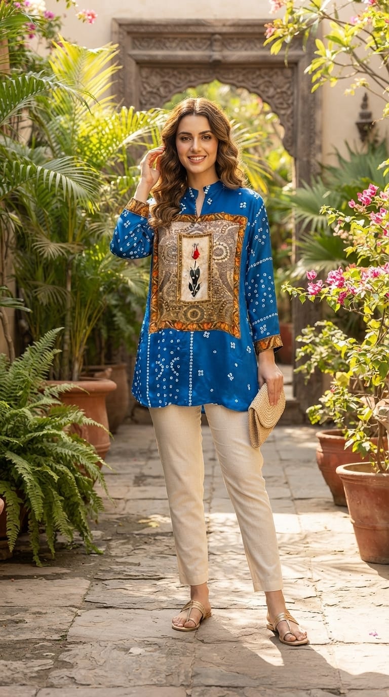 Bandhej Box Candalian Print Casual Wear Crepe Shirts- 15434