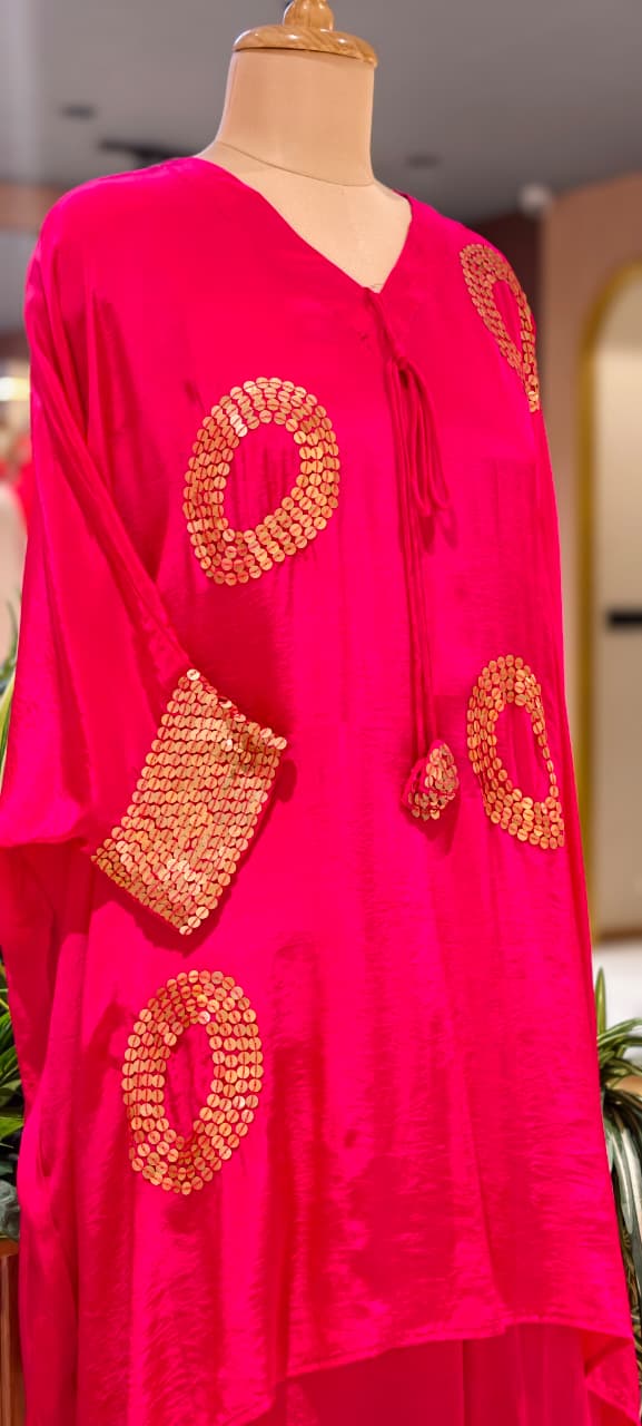 Very Stylish Sequin Elegance Over Sized Indo Wear Kurta With Palazzo Bottom- 15617