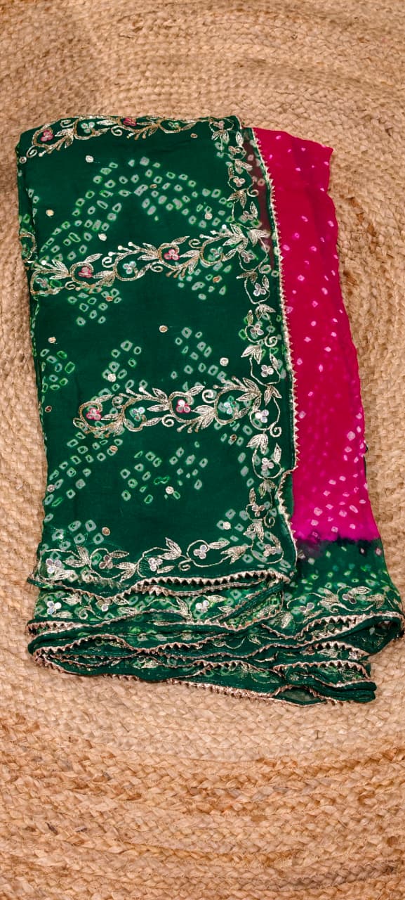 Festive Elegance Bandhani With Gotta Work Premium Saree With Unstitched Blouse- 15658