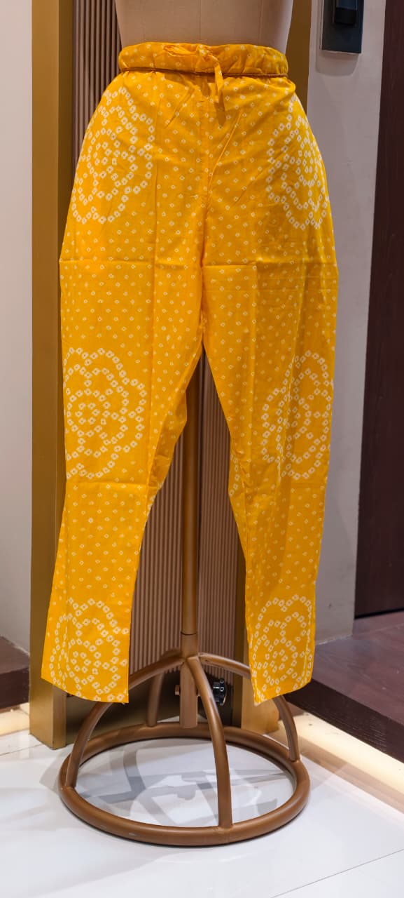 Traditional Leheriya Pattern Embellished V-Neck Ethnic Cotton Full Suit Set With Dupatta- 15561, 15560