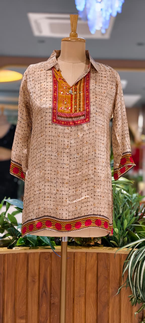 Beautifully Multi Printed Collared Casual Wear Crepe Shirt- 15634