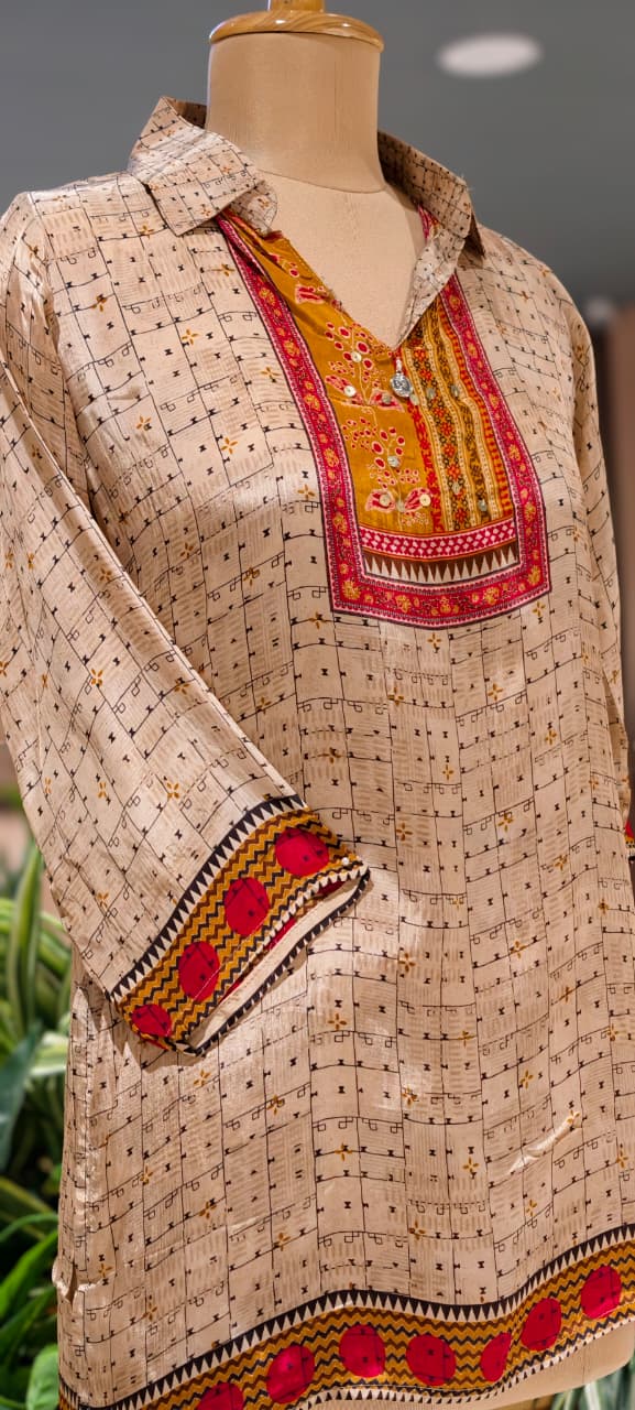 Beautifully Multi Printed Collared Casual Wear Crepe Shirt- 15634