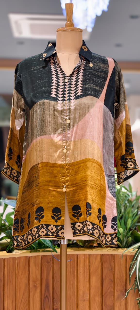 Beautifully Multi Printed Collared Casual Wear Crepe Shirt- 15634