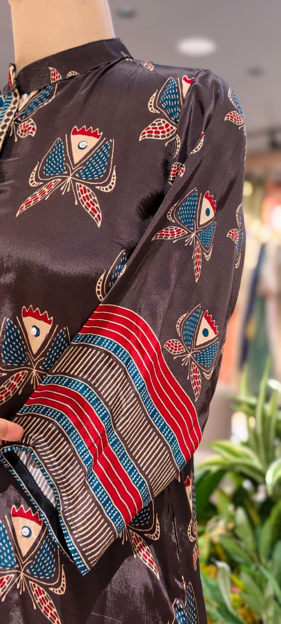 Colorful Multi Floral Prints Flowy Crepe Casual Wear Shirt- 15643