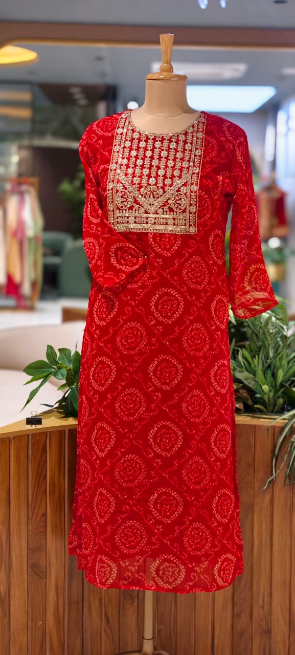 Vibrant Waves Lehriya Gotta Work Georgette Kurtis