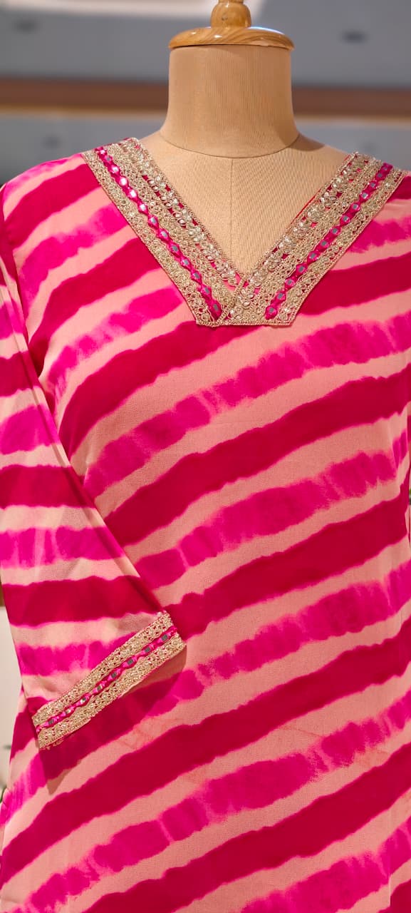 Vibrant Waves Lehriya Gotta Work Georgette Kurtis