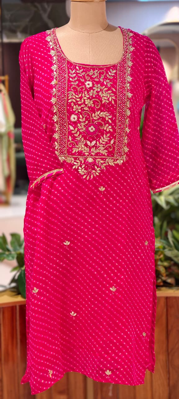 Vibrant Waves Lehriya Gotta Work Georgette Kurtis