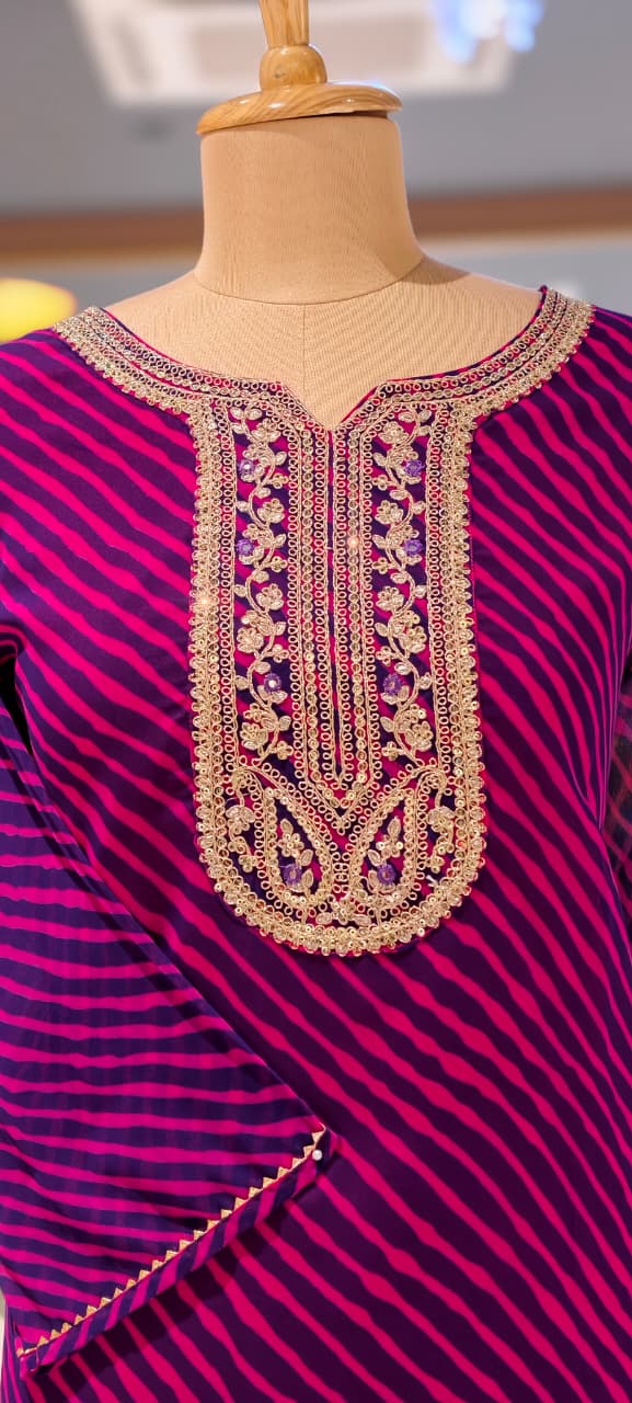 Meher Festive Lehriya Tides Georgette Kurti Only
