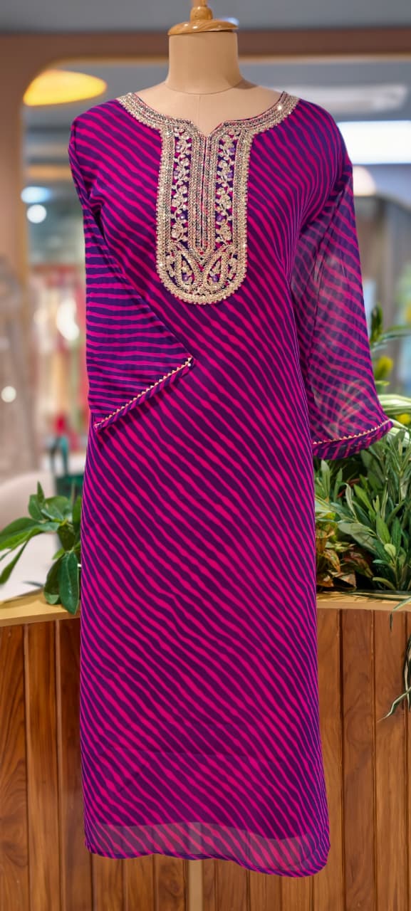 Meher Festive Lehriya Tides Georgette Kurti Only