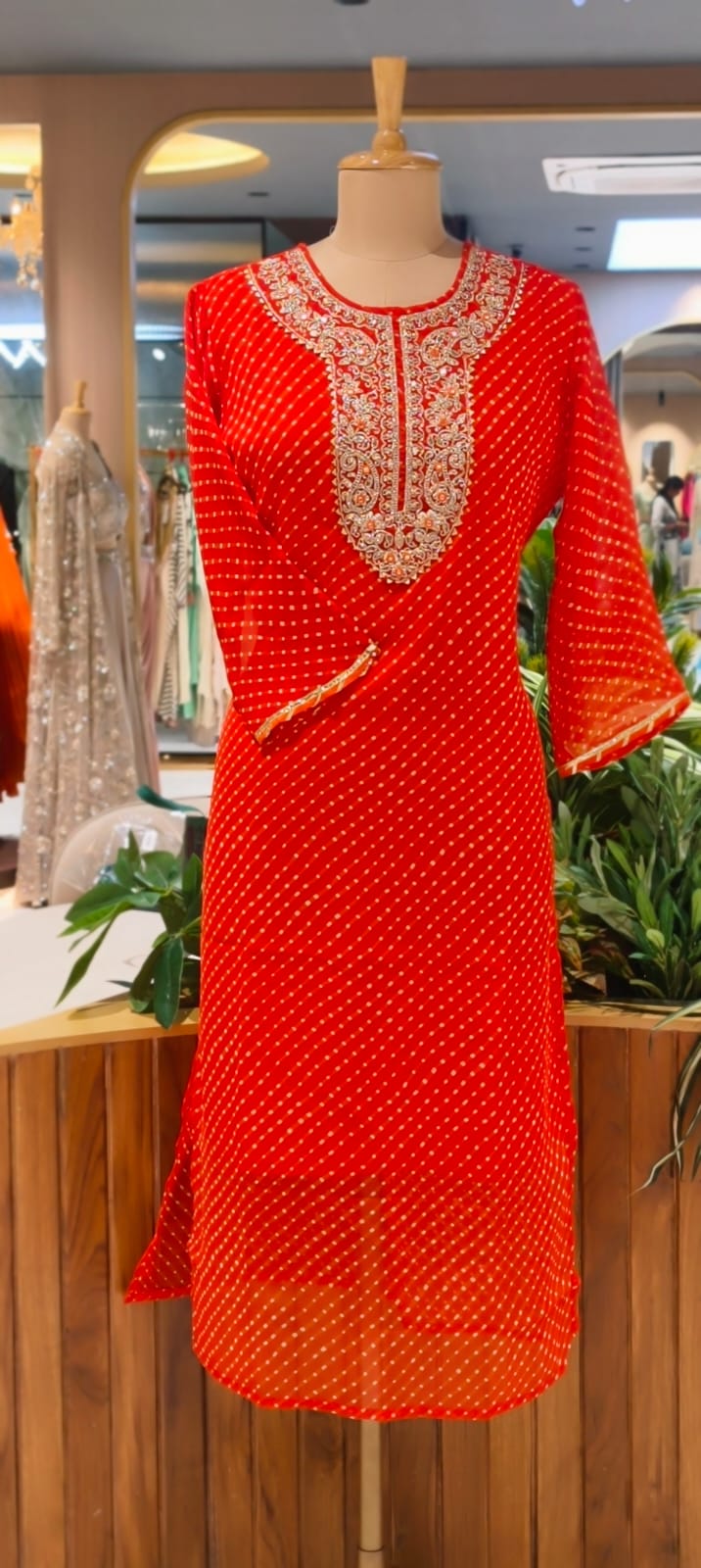 Meher Festive Lehriya Tides Georgette Kurti Only