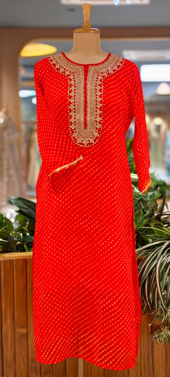 Meher Festive Lehriya Tides Georgette Kurti Only