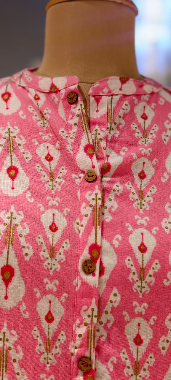 Printed Floral Manderian collar Aline Only Kurti With Pockets 15697