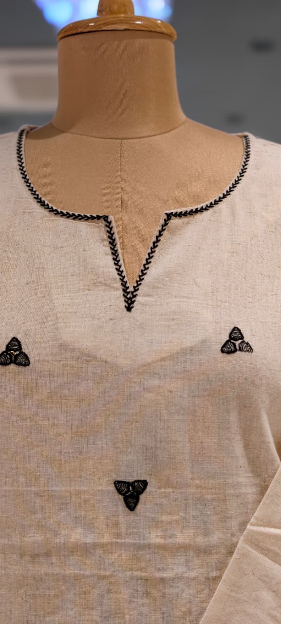 Urban Gypsy Loom Thread Embroidered Cotton Short Kurti Only- 15722