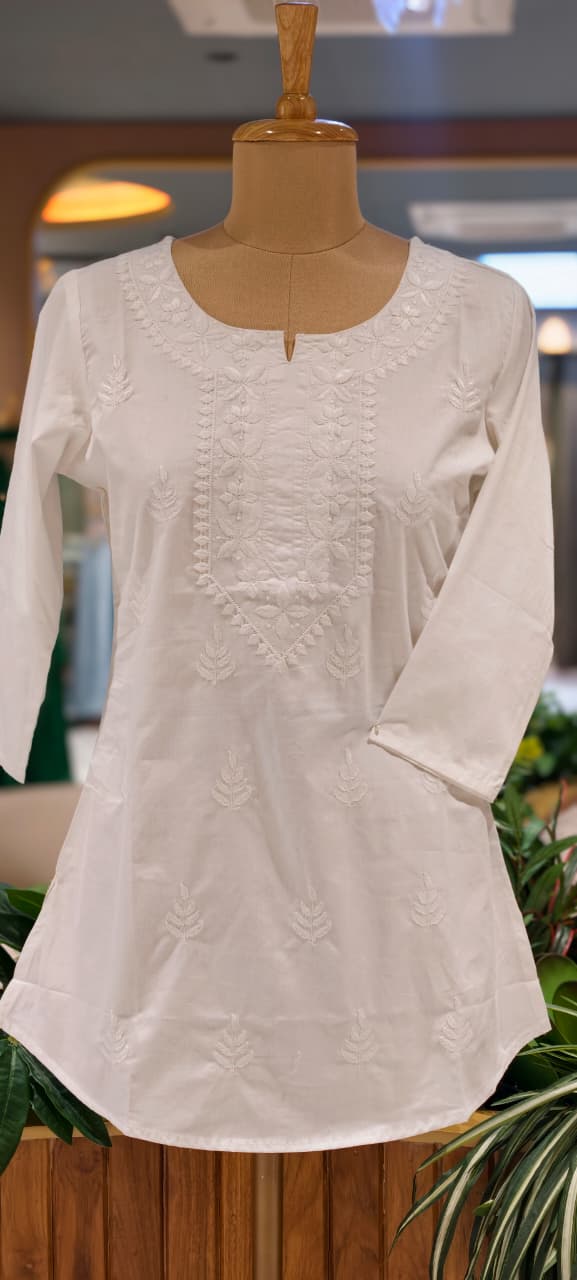 Royal Awadh Intricate Thread Embroidery Cotton Kurti Only- 15871