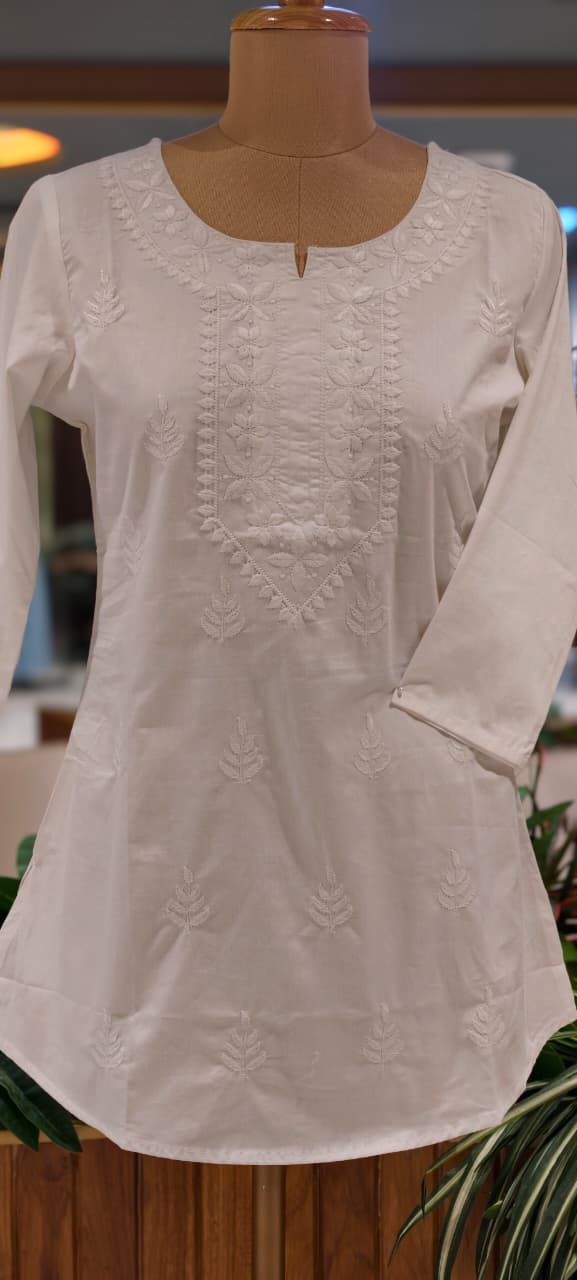 Royal Awadh Intricate Thread Embroidery Cotton Kurti Only- 15871