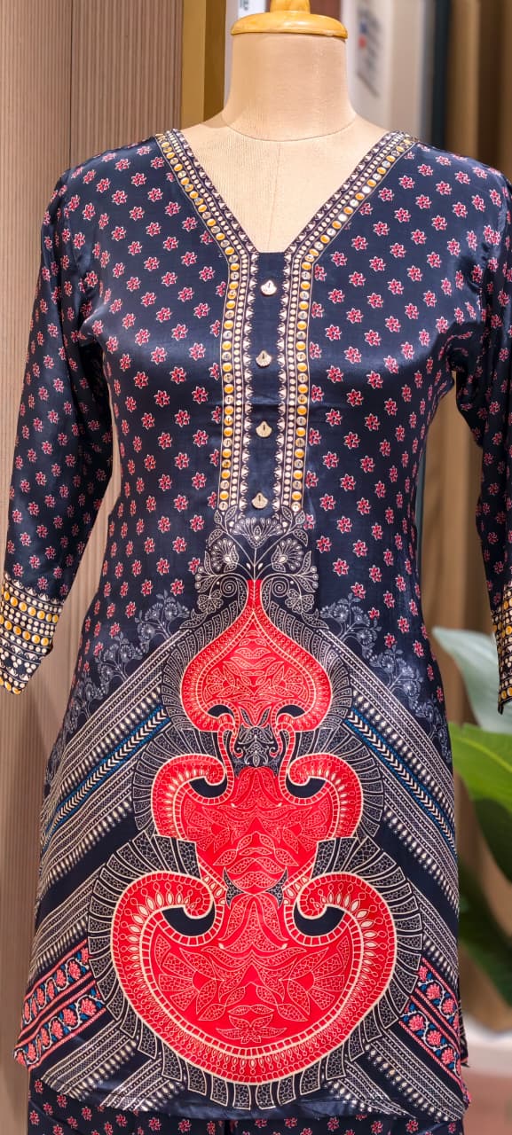 Solitare Inspired Print Flowy Pure Crepe Casual Co-Ord Set- 15239