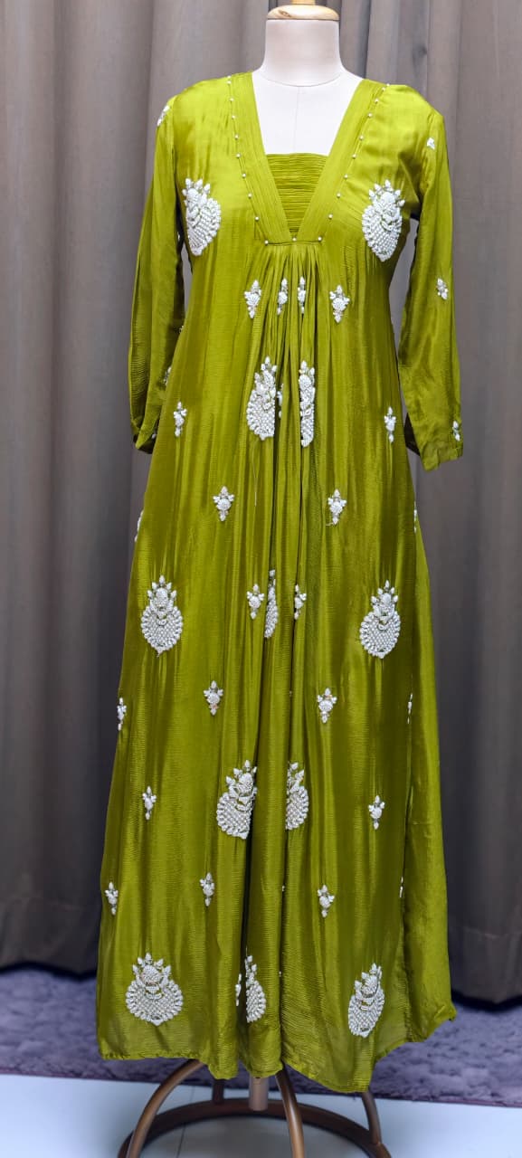 Premium Chinon Very Elegant Tiny Cut-Dana Embroidered Flowy Anarkali Full Suit Set With Dupatta- 15239