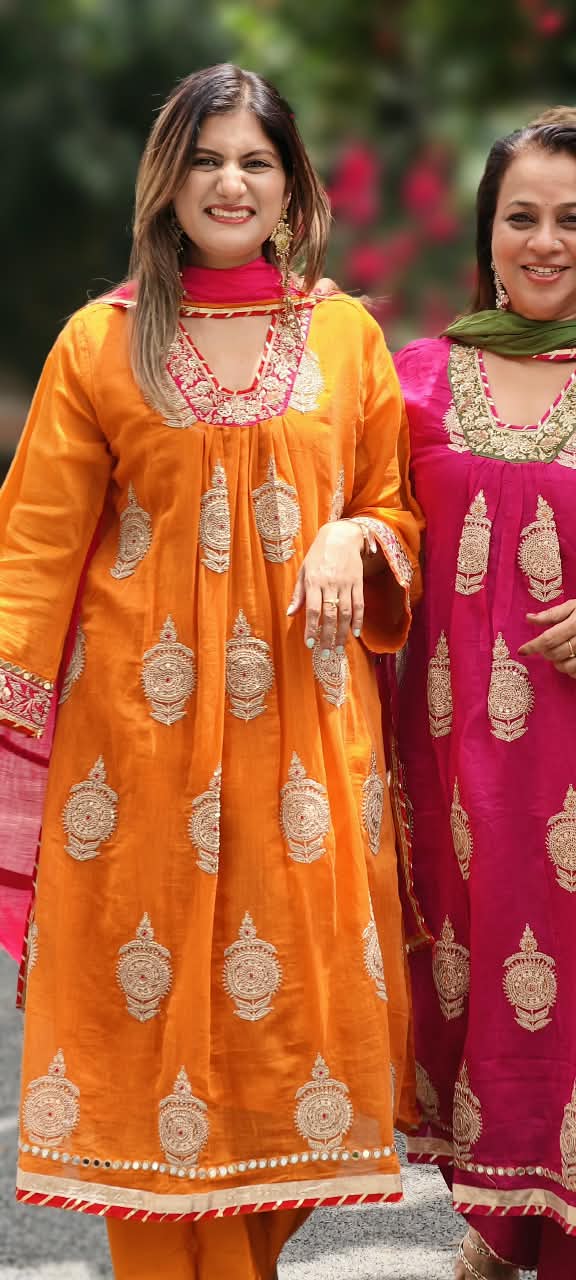 Heavy Zardosi Embroidered Real Mirror Work Over Daaman & Sleeve A-Line Full Suit Set With Dupatta- 16072