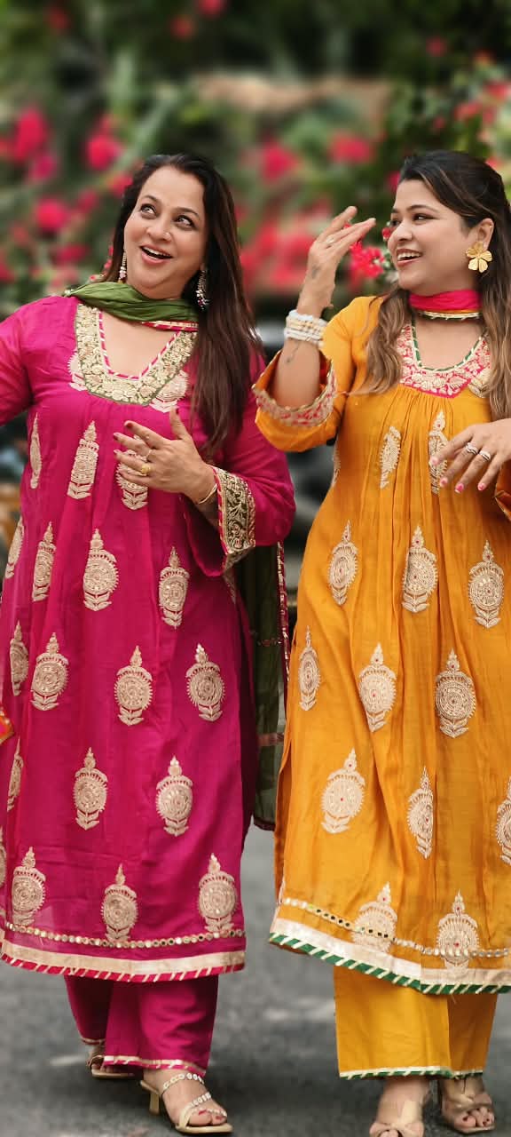 Heavy Zardosi Embroidered Real Mirror Work Over Daaman & Sleeve A-Line Full Suit Set With Dupatta- 16072