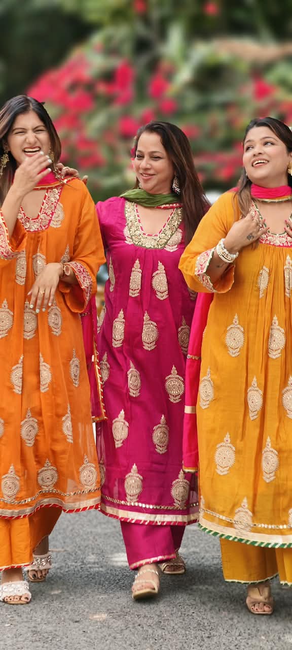 Heavy Zardosi Embroidered Real Mirror Work Over Daaman & Sleeve A-Line Full Suit Set With Dupatta- 16072