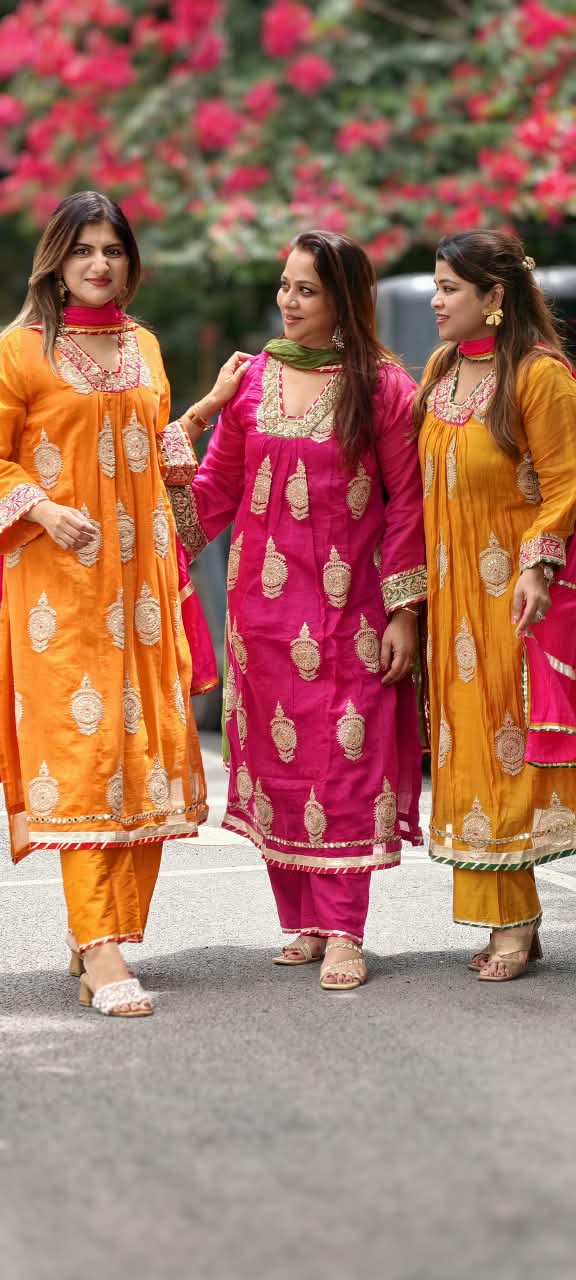 Heavy Zardosi Embroidered Real Mirror Work Over Daaman & Sleeve A-Line Full Suit Set With Dupatta- 16072