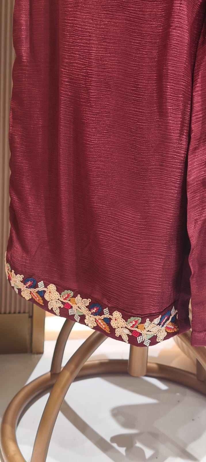 Bhomeian Bold Shade Intricate Embroidery Vibrant Chinon Co-Ord Set- 15243
