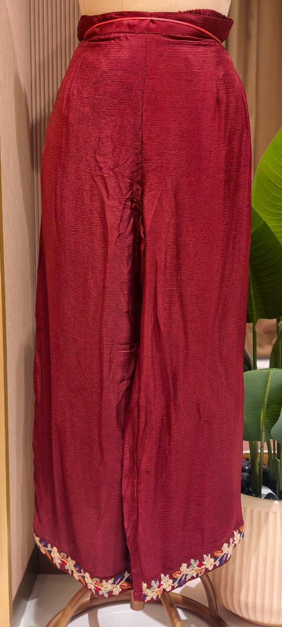 Bhomeian Bold Shade Intricate Embroidery Vibrant Chinon Co-Ord Set- 15243
