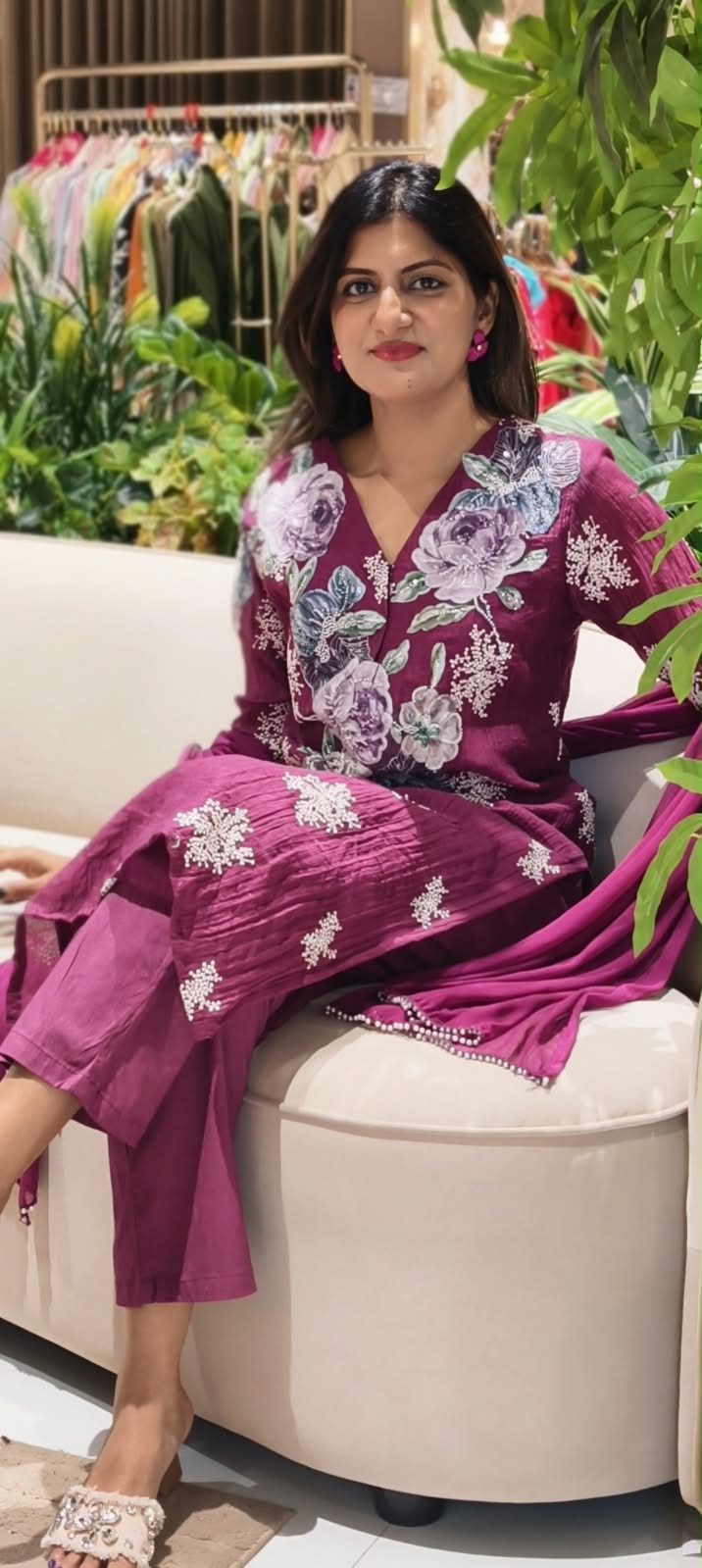Exclusive 3D Floral Popped Embroidery Premium Fabric Straight Full Suit Set With Dupatta- 15205