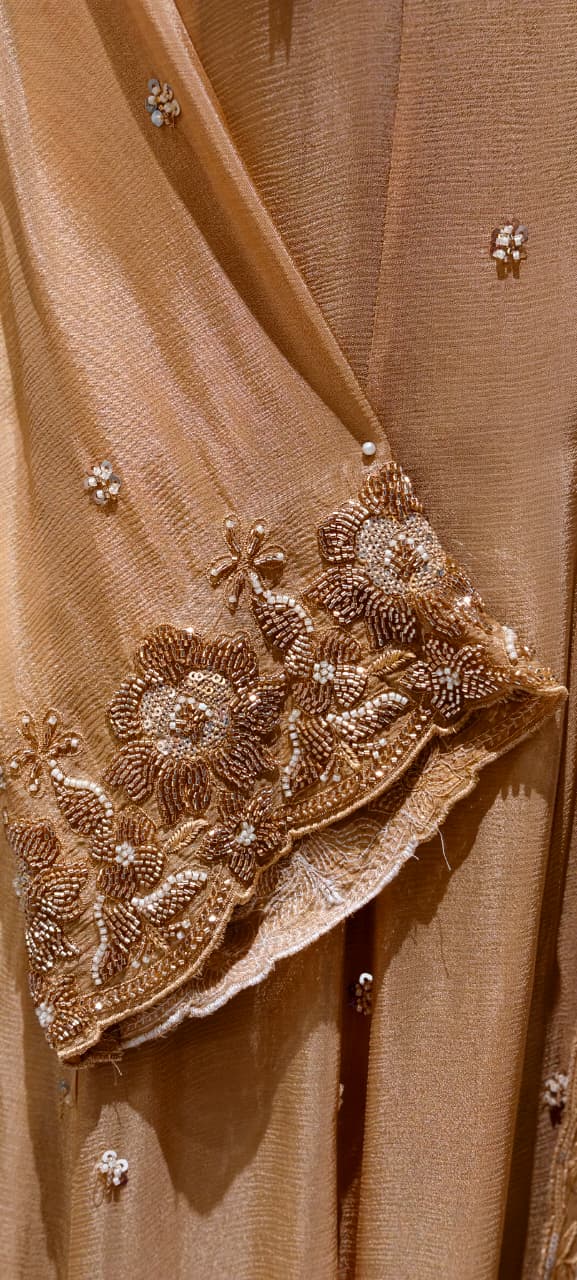 Heavy Chinon Cut-Dana Hand Embroidered Flared Anarkali Full Suit Set With Statement Dupatta- 15240