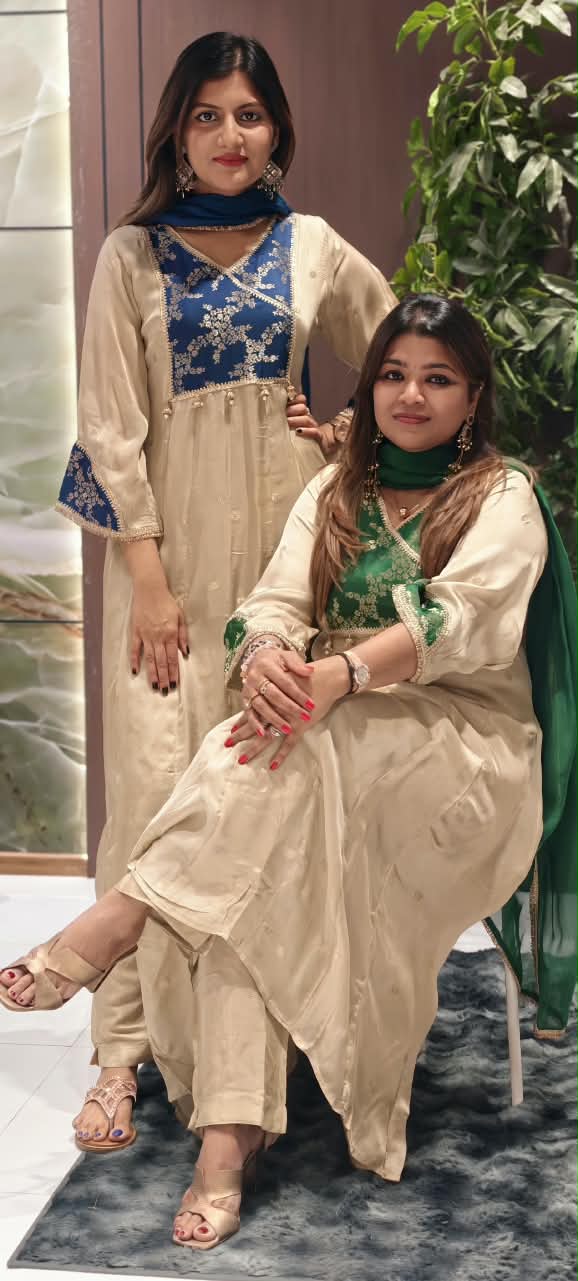 Brocade Touch Floral Vine Yoke Latkan Accent Anarkali Full Suit Set With Dupatta- 16361