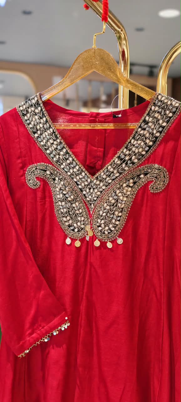 Subtle Mango Booti With Coin Motifs Side Panel Short Length Kurta With Contrasted Bottom Indo-Wear- 16435