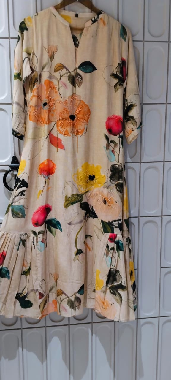 Cut-Dana Highlights HD Floral Prints Side Pleated Ankle Length Frock- 16273, 16497