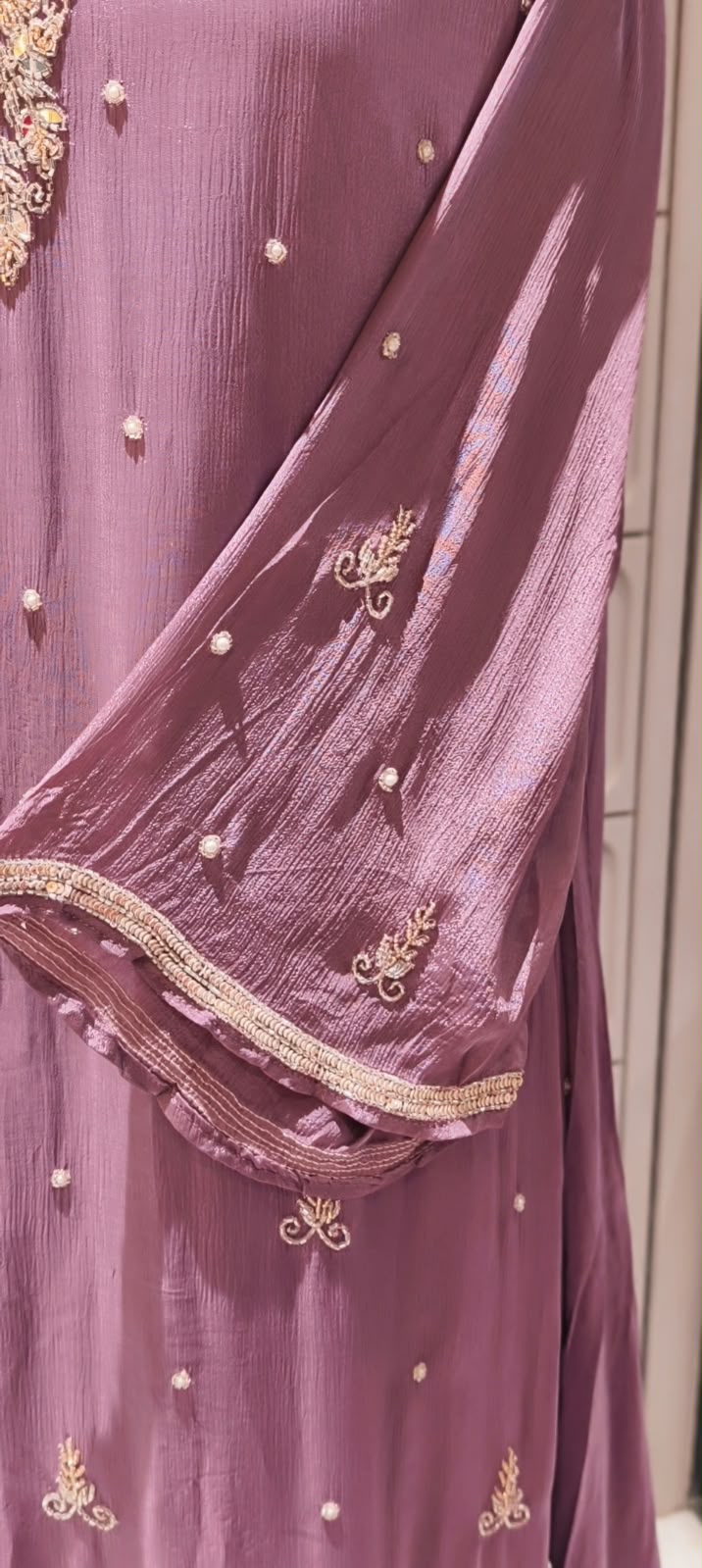 Cut-Dana Embellished Handcrafted Elegant Chinon A-Line Full Suit Set With Dupatta- 16524