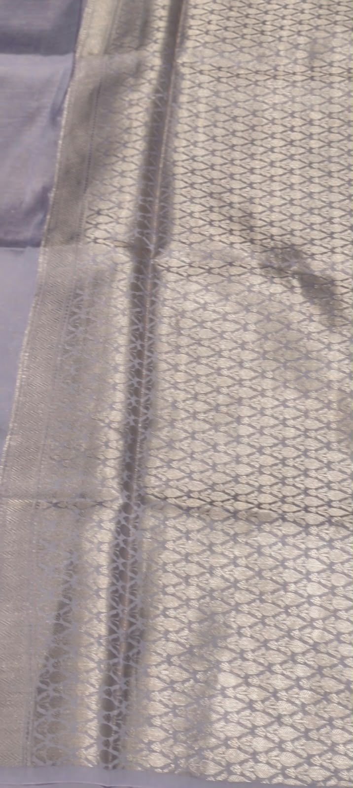 Moonga Muslin Banarasi Silk Saree with Traditional Gold Zari Brocade and Floral Bootis- 16542
