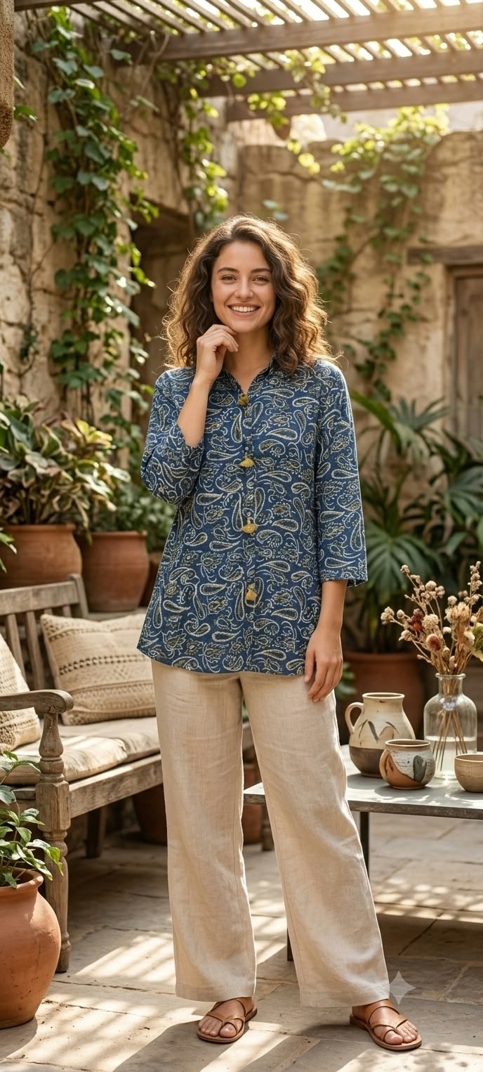 Pure Cotton Diffrent Prints Light-Weight Collared Shirts- 16604