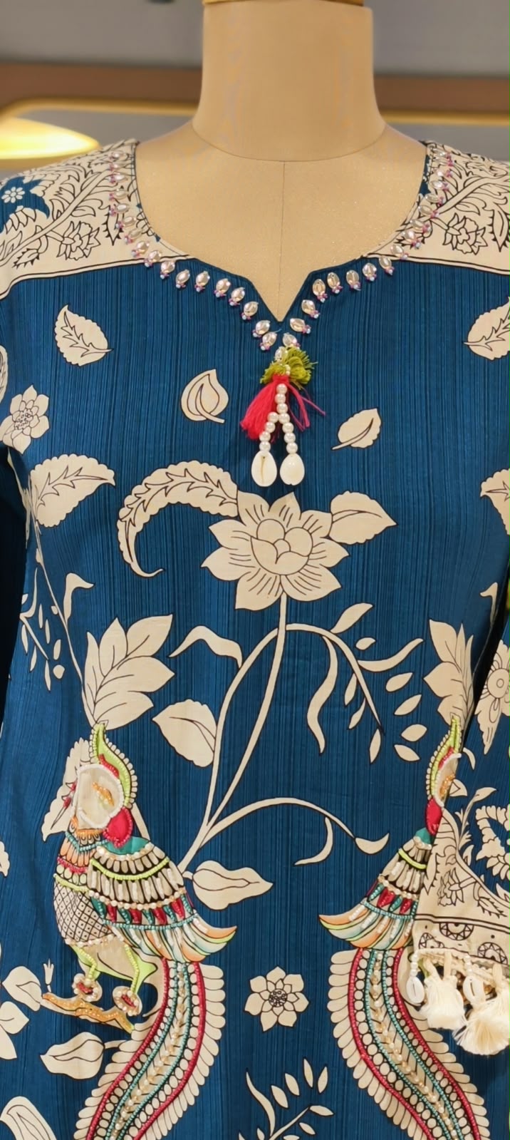 Crush Mulchanderi Kalamkari Print Co-Ord Set with Farshi Bottom- 16740