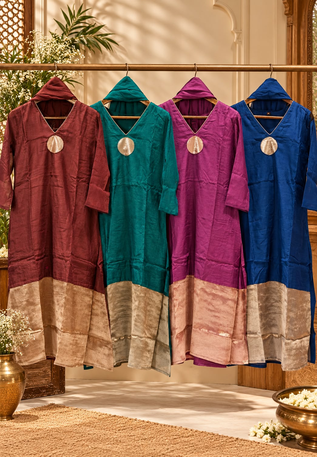 Pure Banarasi Mul-Chanderi With Silk Touch Rich Look Full Suit Set With Dupatta- 16811