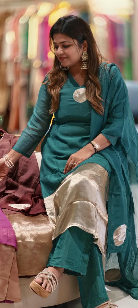 Pure Banarasi Mul-Chanderi With Silk Touch Rich Look Full Suit Set With Dupatta- 16811