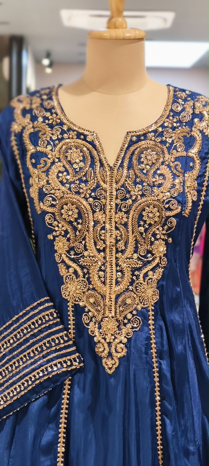 Silk Short Kurta Set with Heavy  Embroidered Yoke Premium Festive Wear Farshi Bottom Full Set- 16822