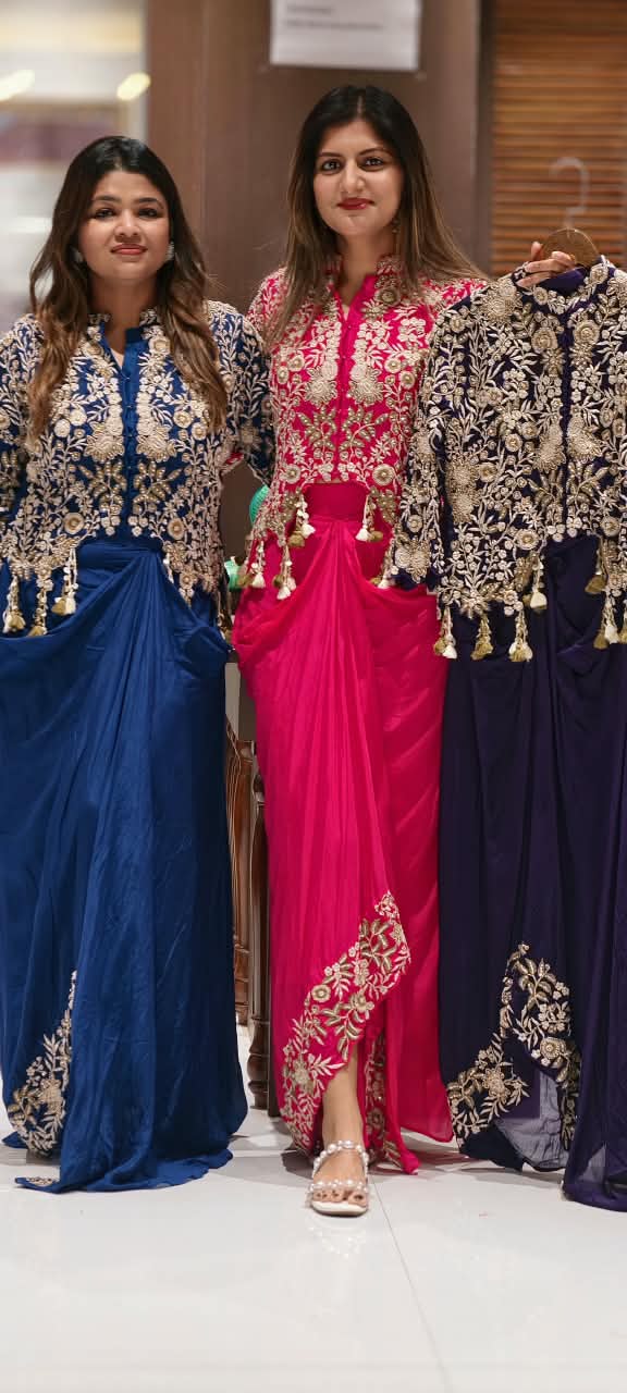 Premium Embroidered Cape Style Indo-Western with Intricate Detailing- 16752