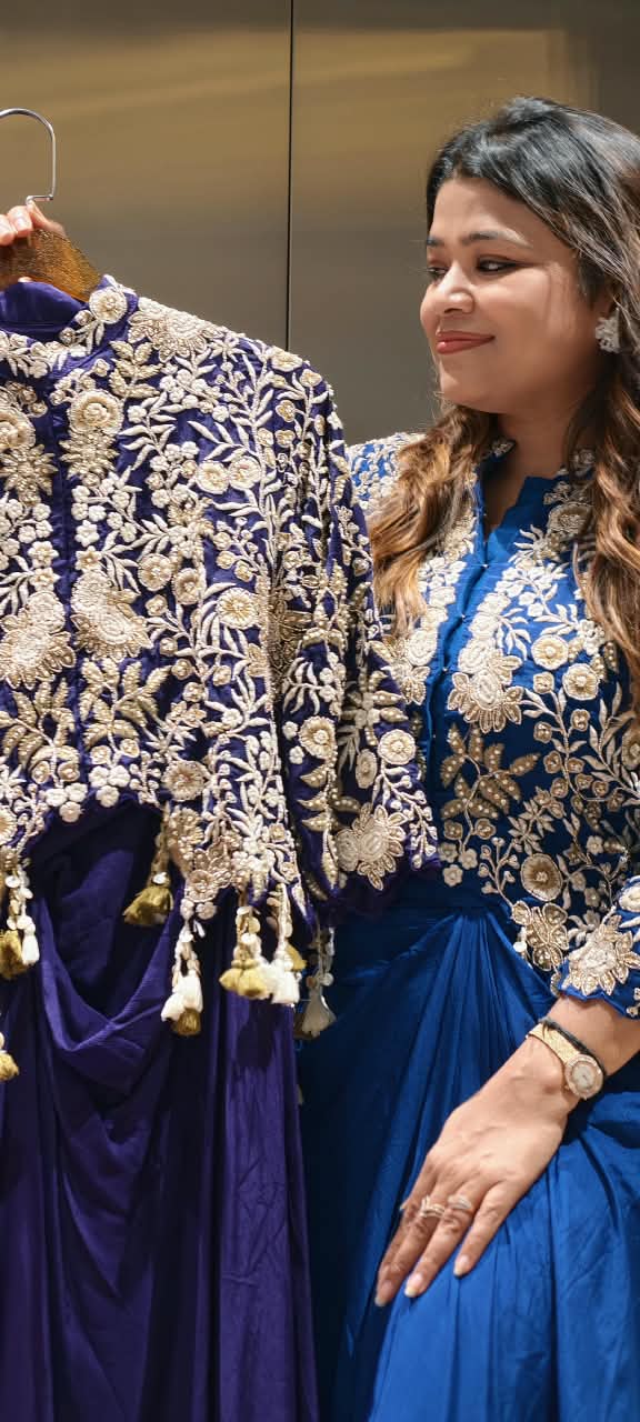 Premium Embroidered Cape Style Indo-Western with Intricate Detailing- 16752