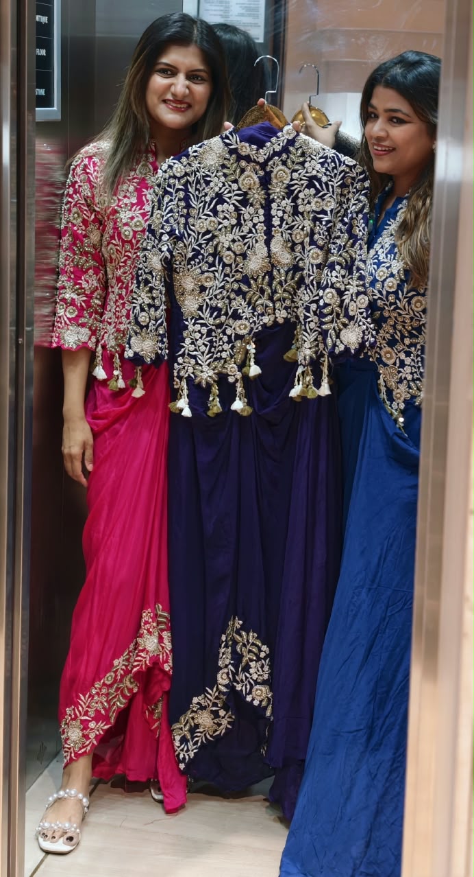 Premium Embroidered Cape Style Indo-Western with Intricate Detailing- 16752