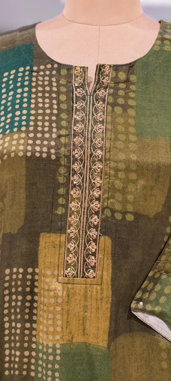 Muslin Fabric Embroidered Yoke Tie-Dye Print Kurti Only- 16606