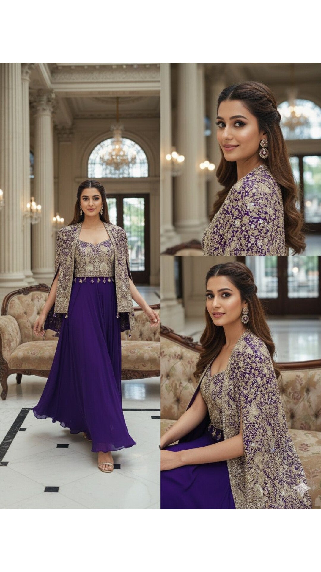 Hand Embroidered Open Jacket Crop Top With Loose Palazzo Bottom