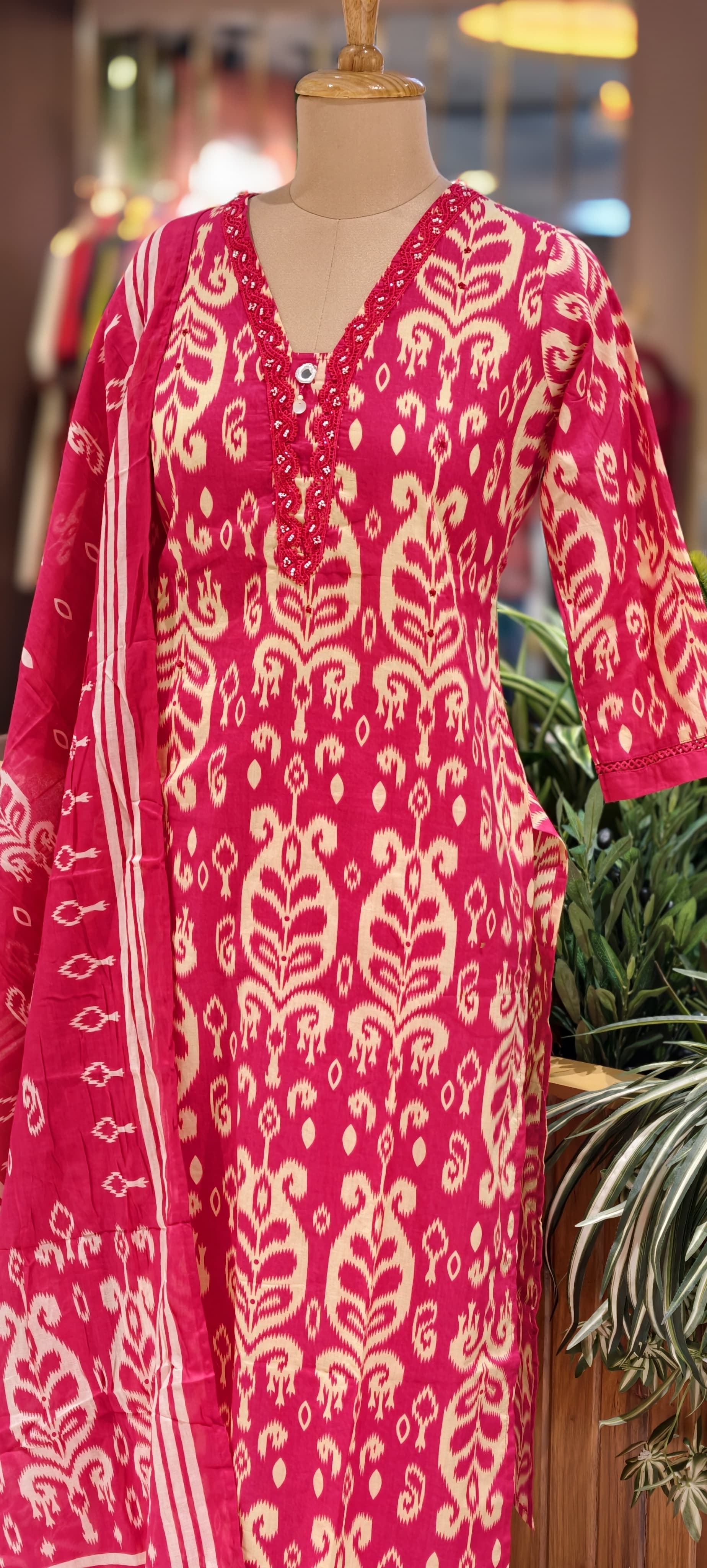 Soft Breathable Elegant Cotton Printed Kurta Pant Set with Dupatta-13845