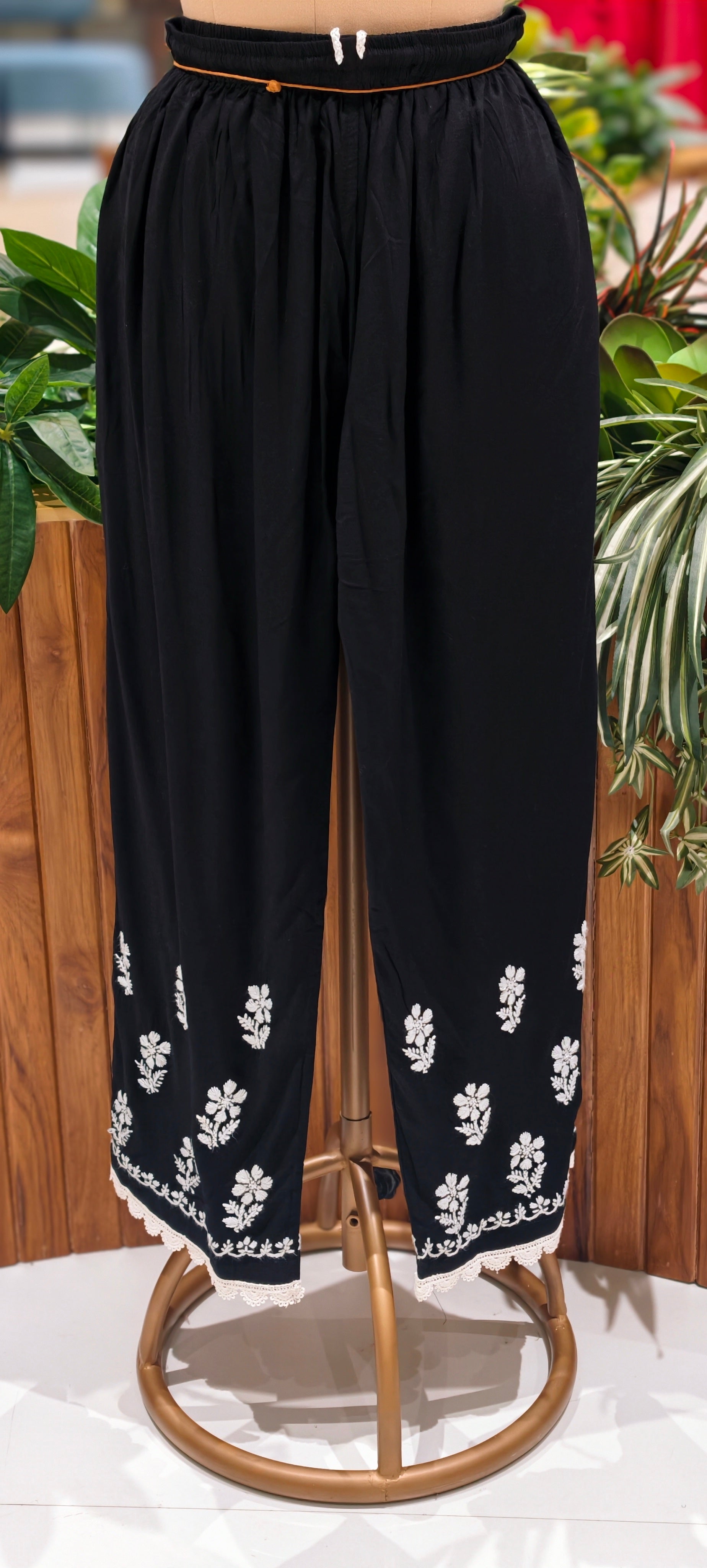 Beautiful Muslin Fabric without Lining  Lucknowi style kurta pant set with Intricate White Thread Embroidery -13947