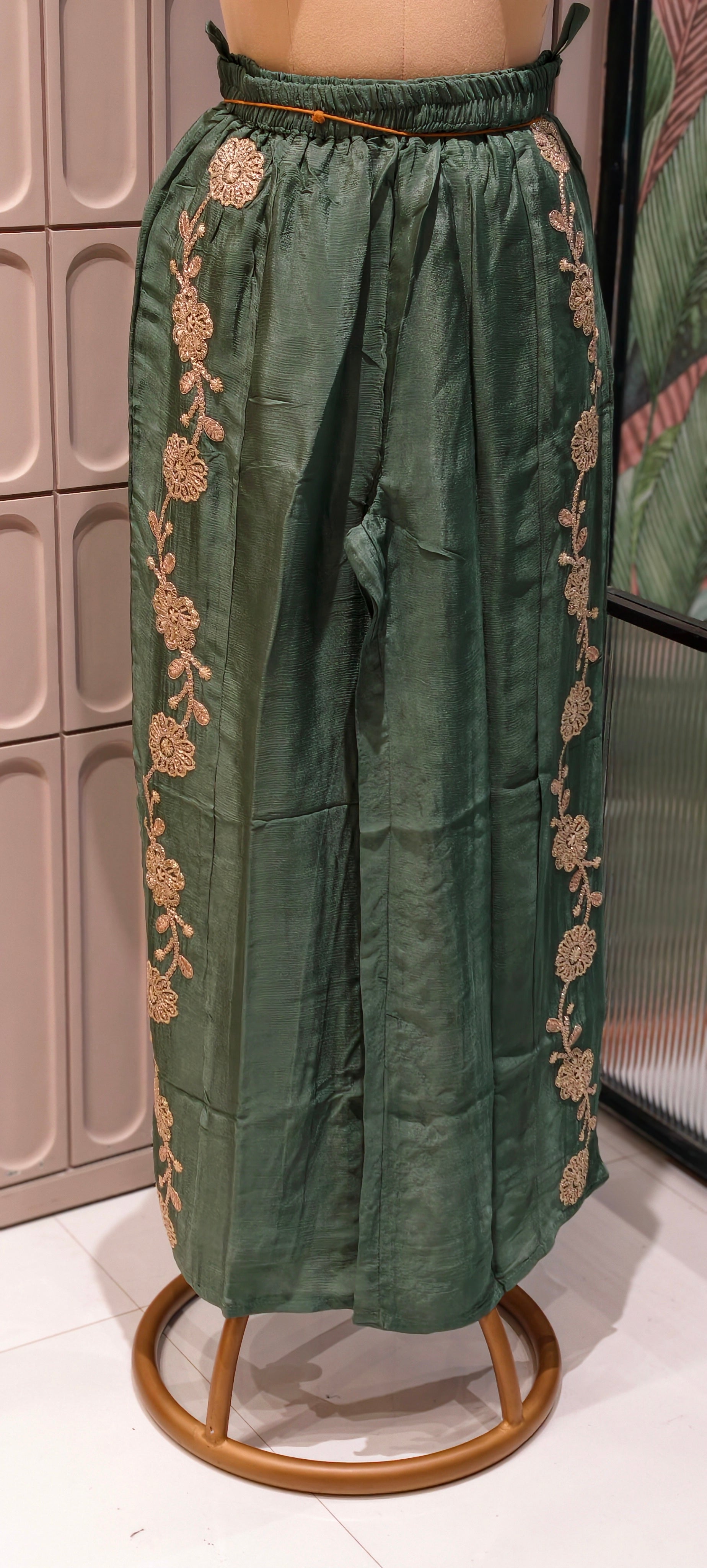 Designer Shirt Style Kurta Luxury Chinon Fabric Co-Ord Set with Intricate Embroidery 13996 RB07